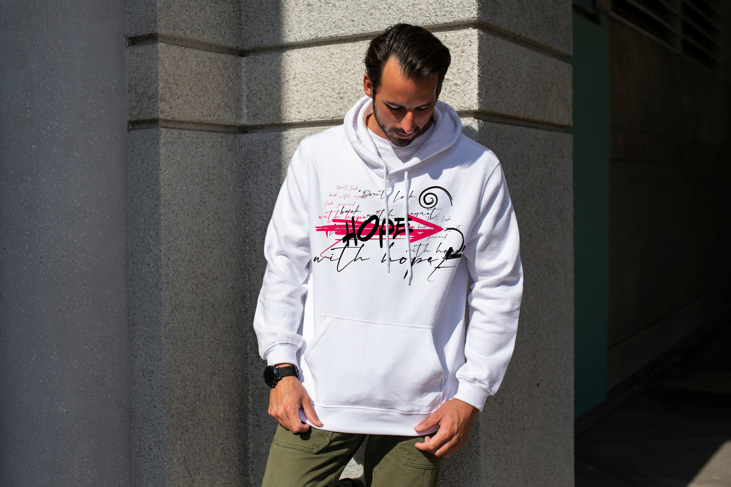 “Hope” Streetwear Premium White Hoodie – Modern Graphic Print