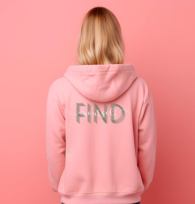 Find Yourself" Pastel Pink Hoodie (Back Print)
