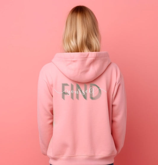 Find Yourself" Pastel Pink Hoodie (Back Print)