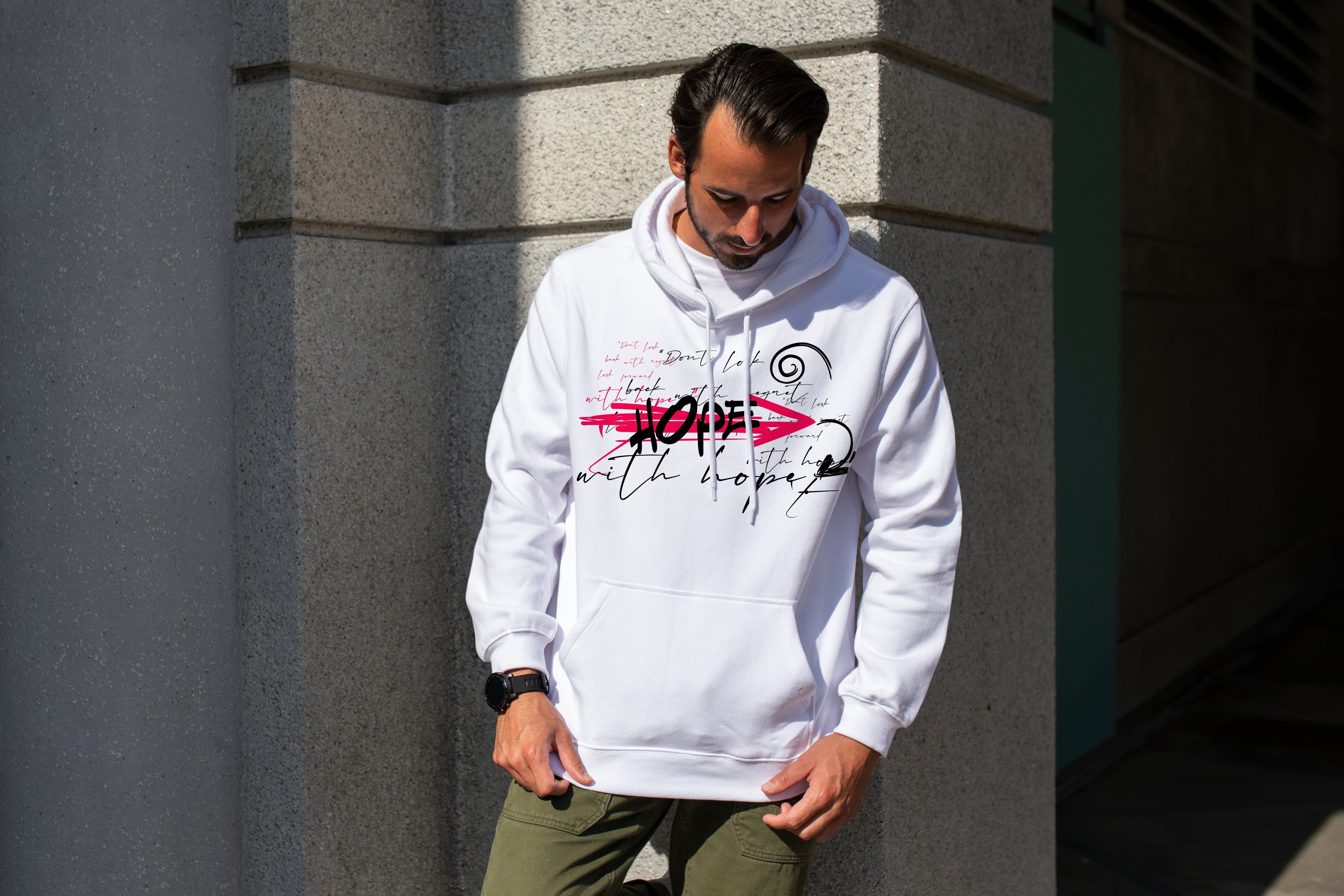 “Hope” Streetwear Premium White Hoodie – Modern Graphic Print
