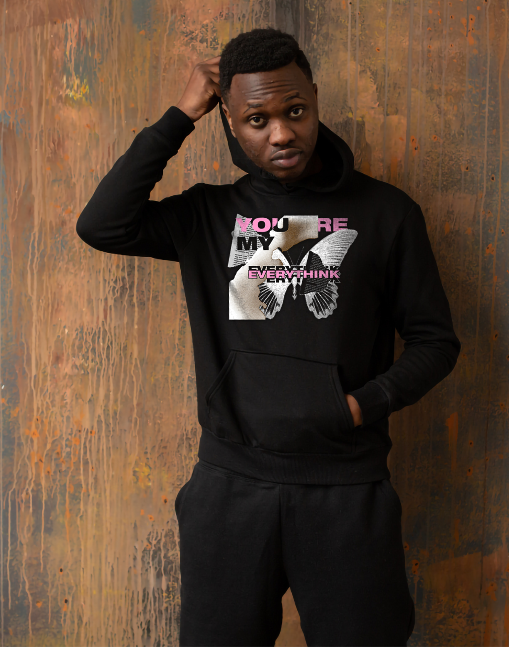 “You’re My Everything” Premium Black Hoodie – Butterfly Aesthetic Streetwear