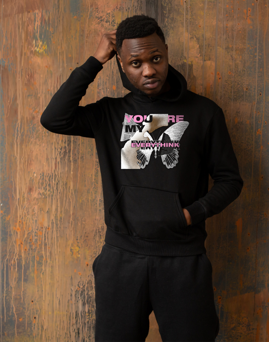“You’re My Everything” Premium Black Hoodie – Butterfly Aesthetic Streetwear