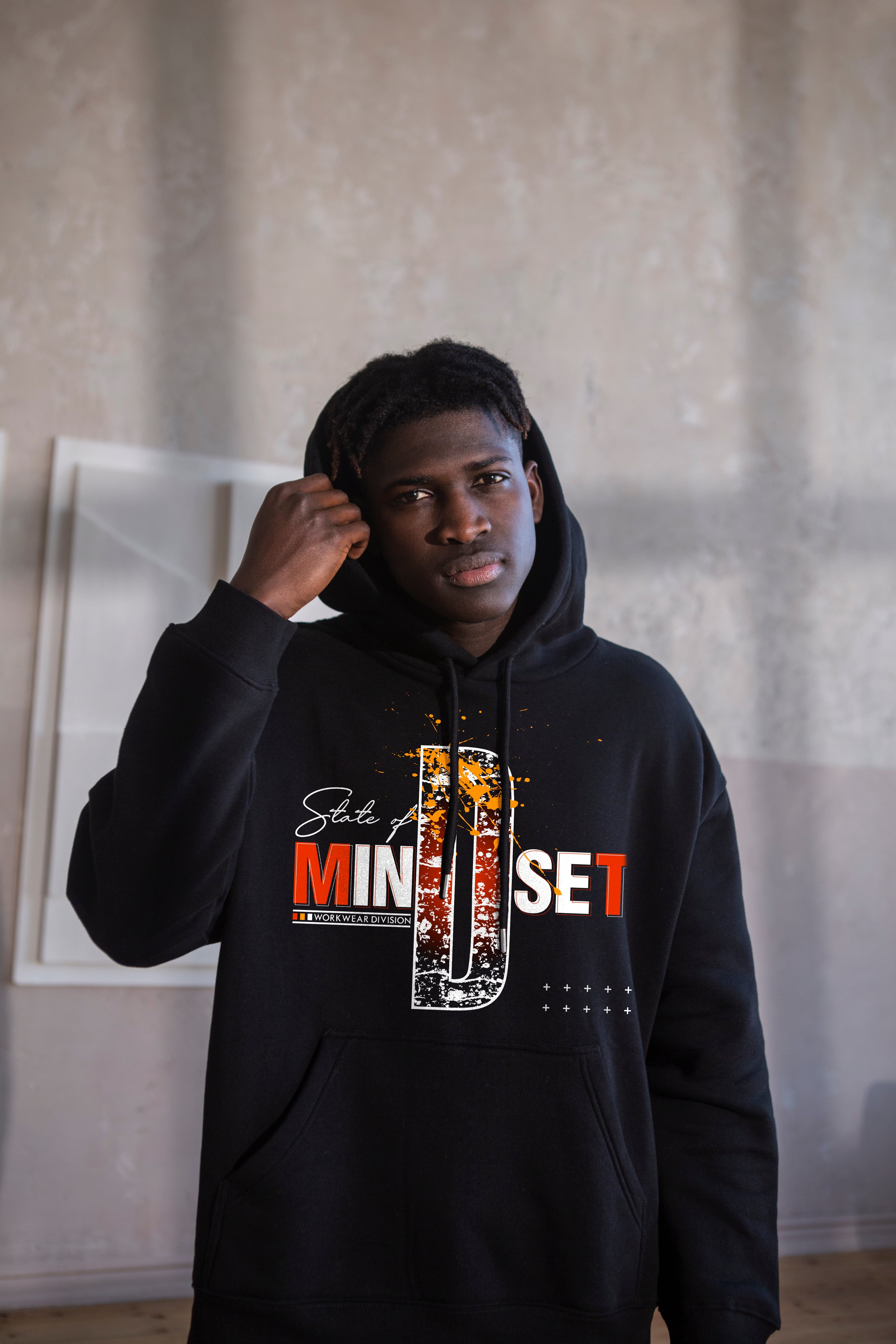 “Mindset” Premium Black Hoodie – Bold Motivational Streetwear